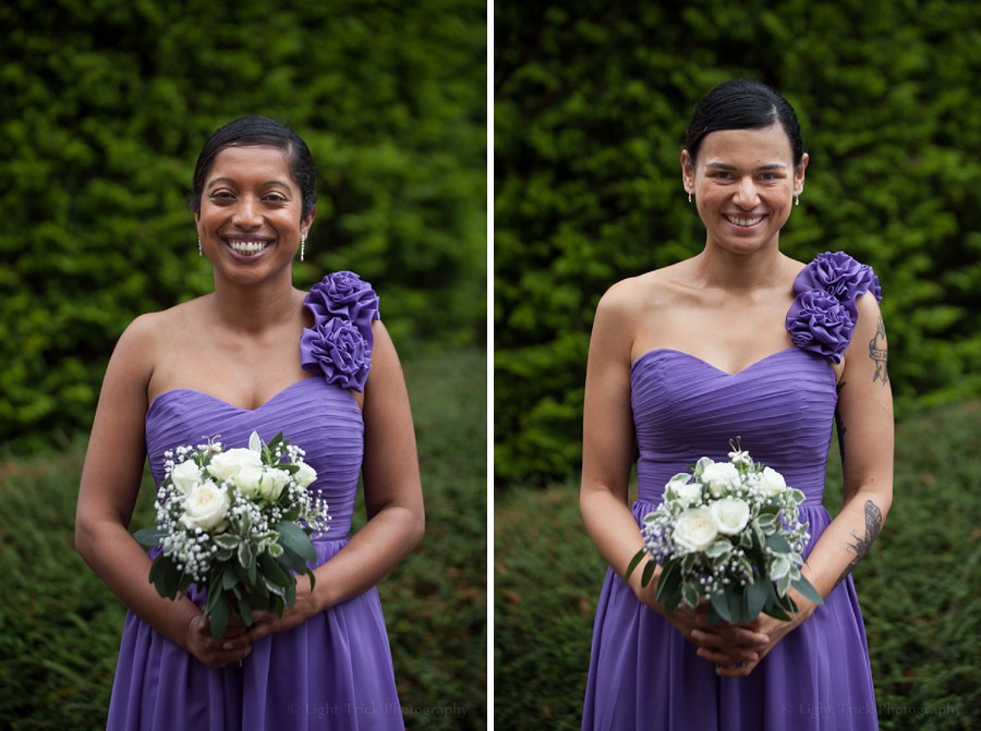 bridesmaids in purple dresses